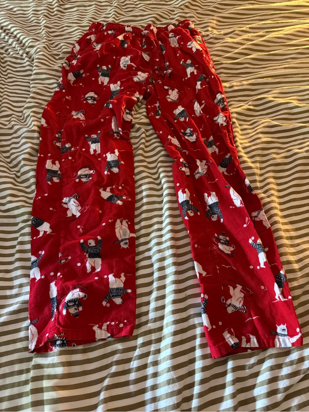 Women's Old Navy Red Pajama Joggers with White Polar Bear Print